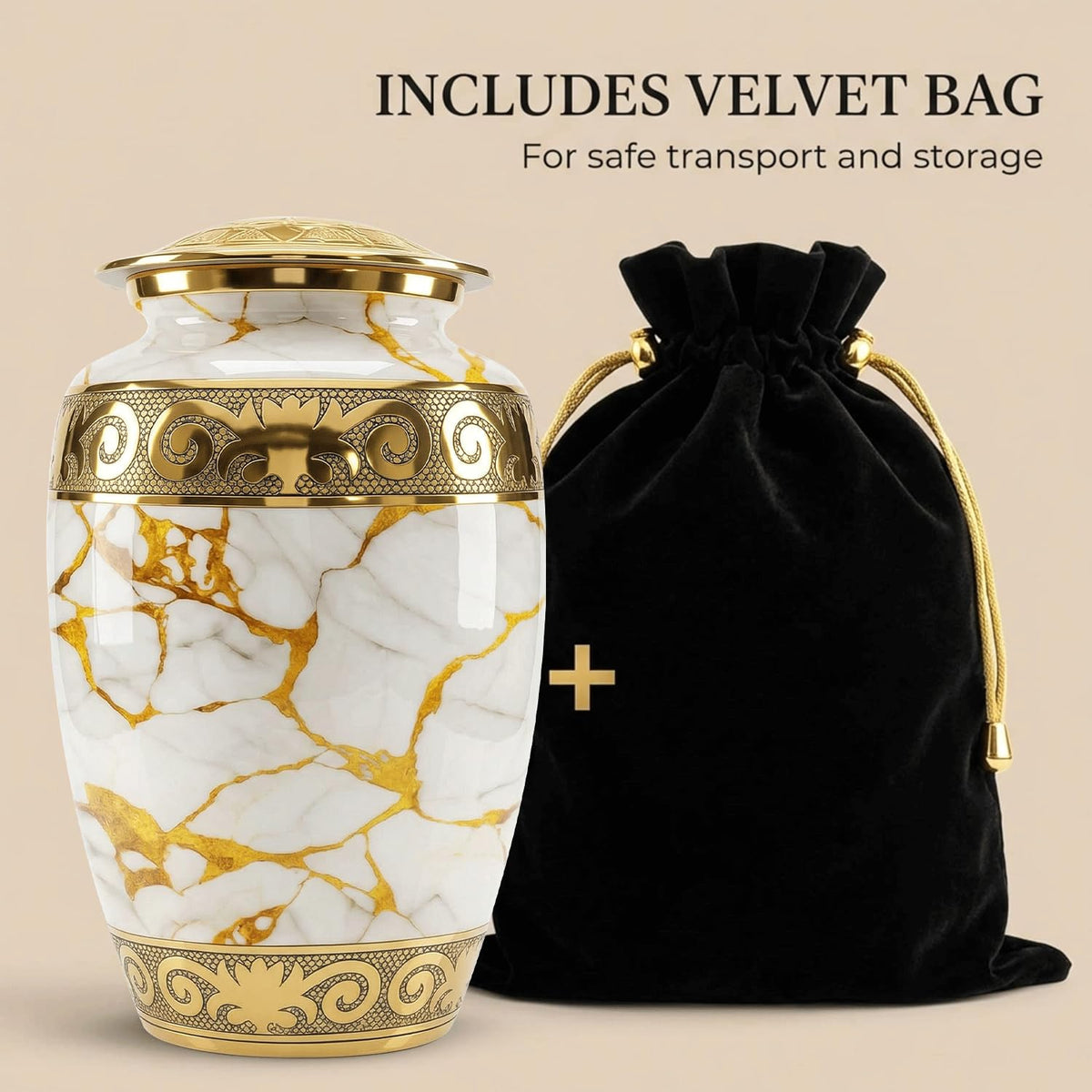 Urn with threaded lid offering secure, spill-proof sealing
