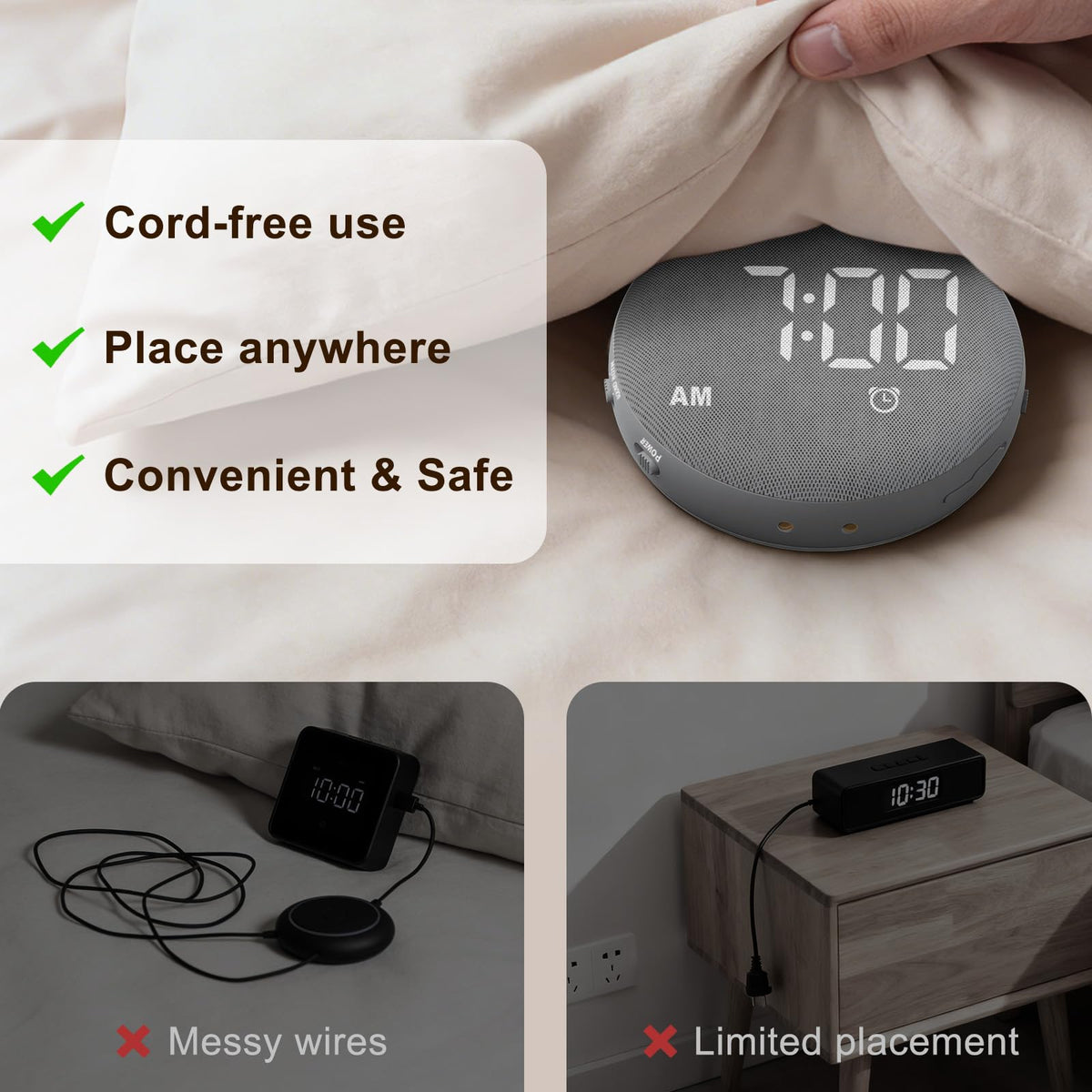 SolaceRise 110dB alarm loud wake-up for heavy sleepers
