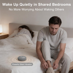 SolaceRise bed shaker under pillow demonstrates discreet waking