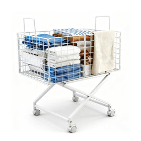 Solcasaco rolling laundry basket with elevated base reduces bending during laundry