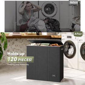 SOLEDI 160L hamper with removable mesh bags for easy transfer