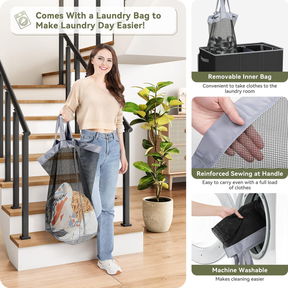 SOLEDI 160L hamper shows sturdy frame resisting tipping