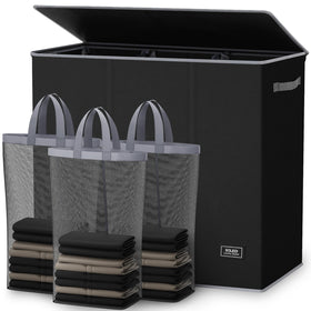 SOLEDI 180L three section laundry hamper showing large capacity for weekly loads