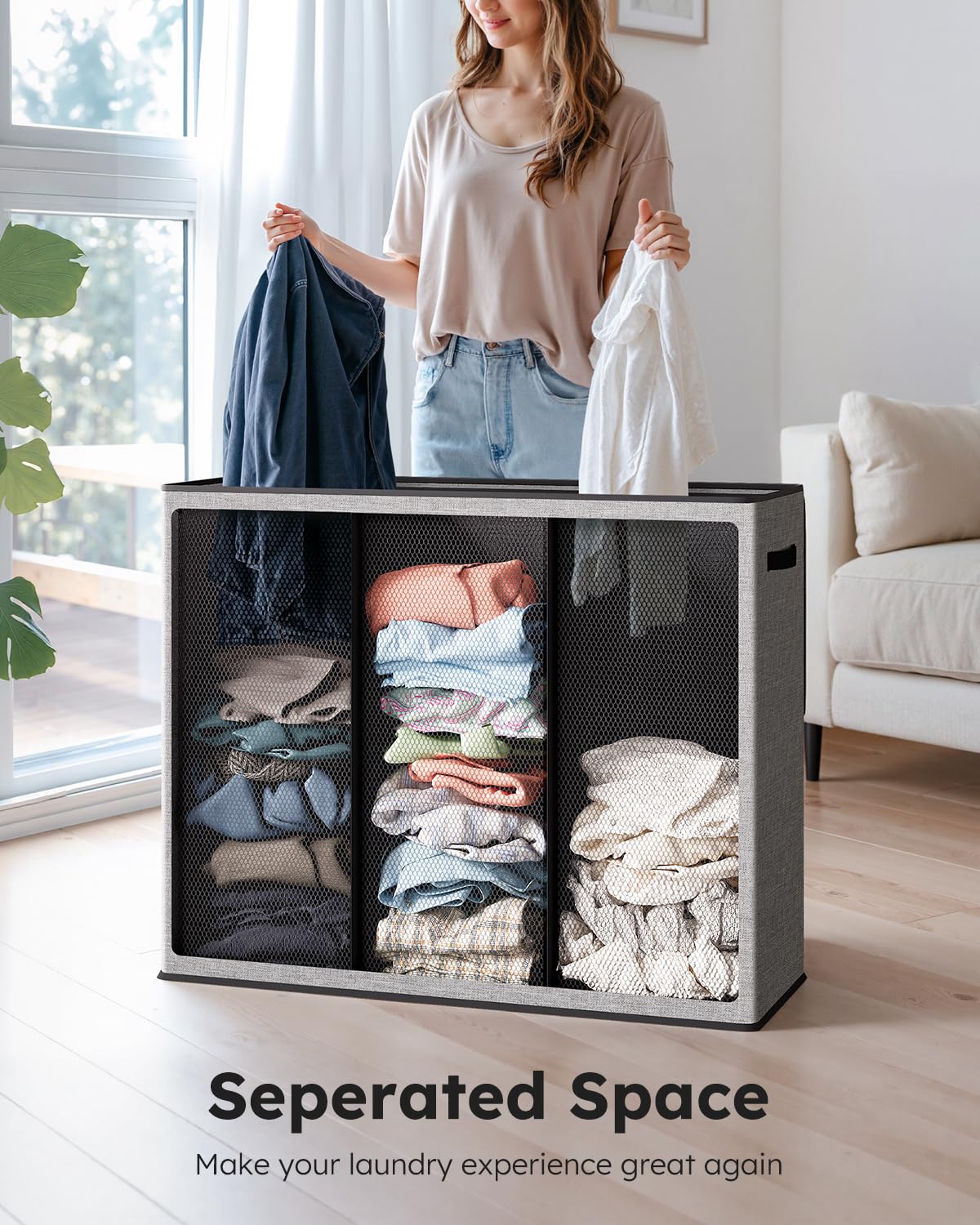 SOLEDI 180L hamper with slim profile fits tight spaces like a dorm corner.