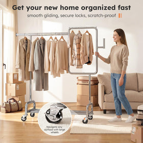 SOLEDI clothes rack side view highlights sturdy frame.