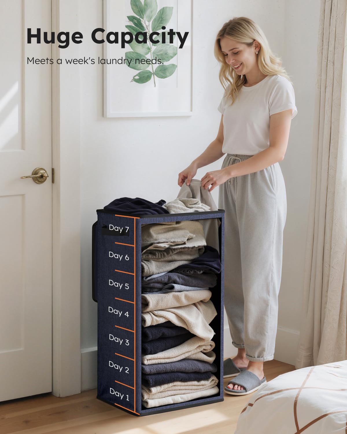 SOLEDI collapsible laundry basket folds flat for compact storage and easy transport