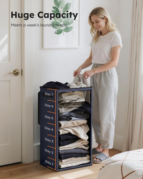 SOLEDI collapsible laundry basket folds flat for compact storage and easy transport