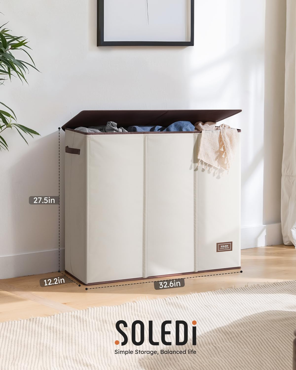 SOLEDI fold-flat storage laundry hamper folds flat for compact storage.