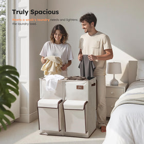 SOLEDI beige finish blends with any laundry room decor