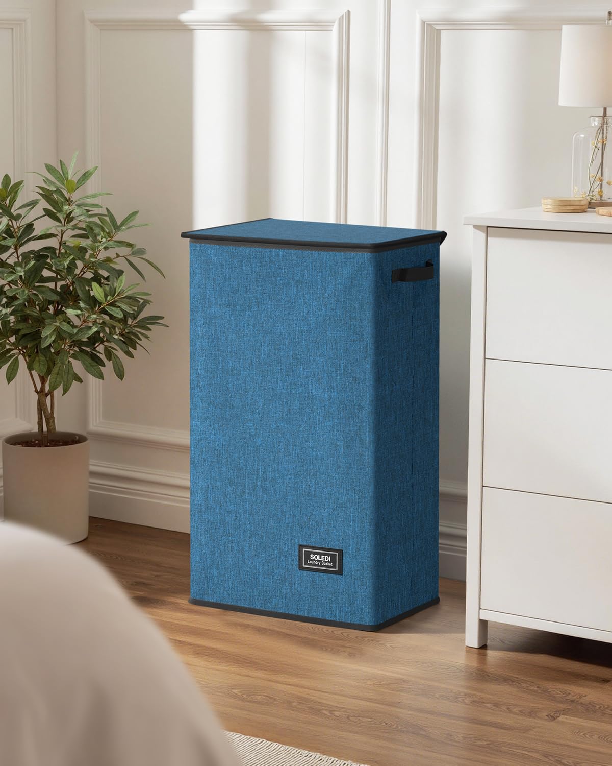 SOLEDI tall basket fits bedroom, bathroom, dorm, or laundry area.