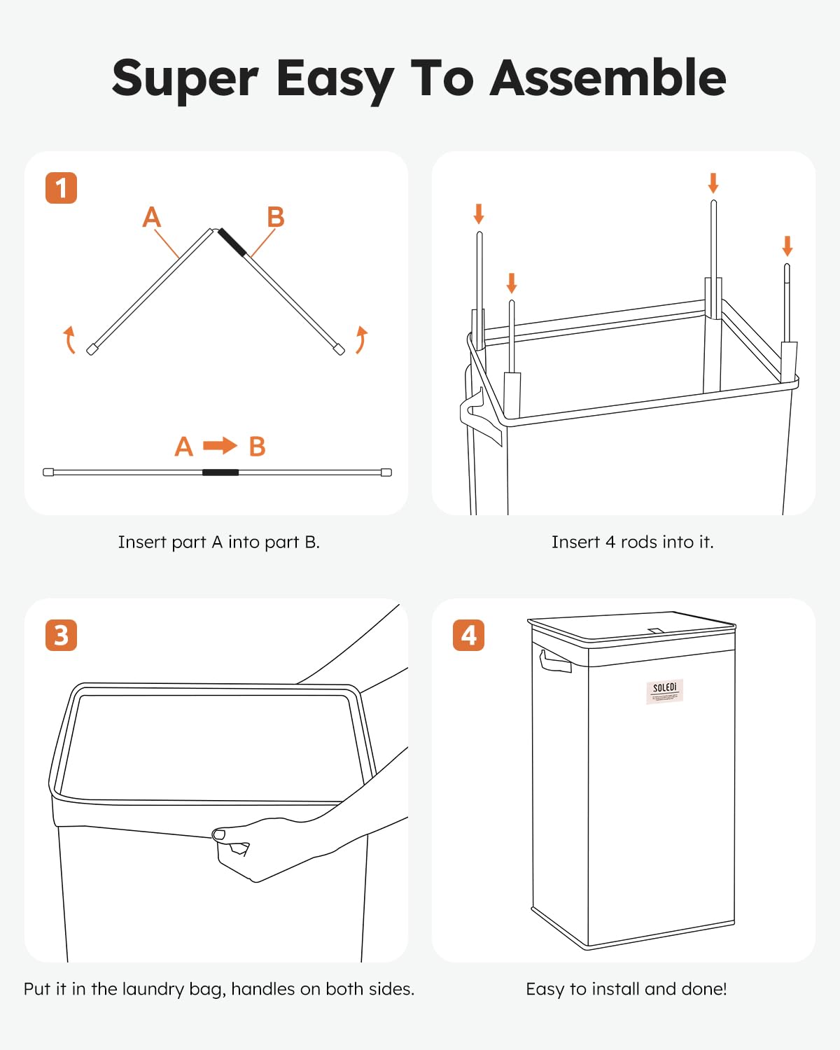 SOLEDI easy assembly with four rods for quick setup