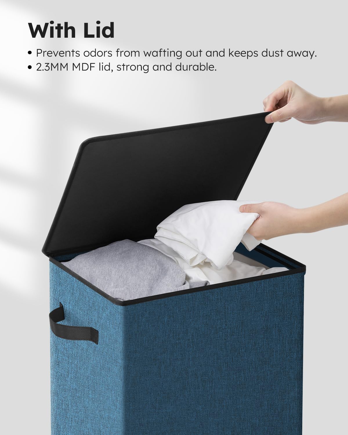 SOLEDI laundry hamper foldable design saves space when not in use.