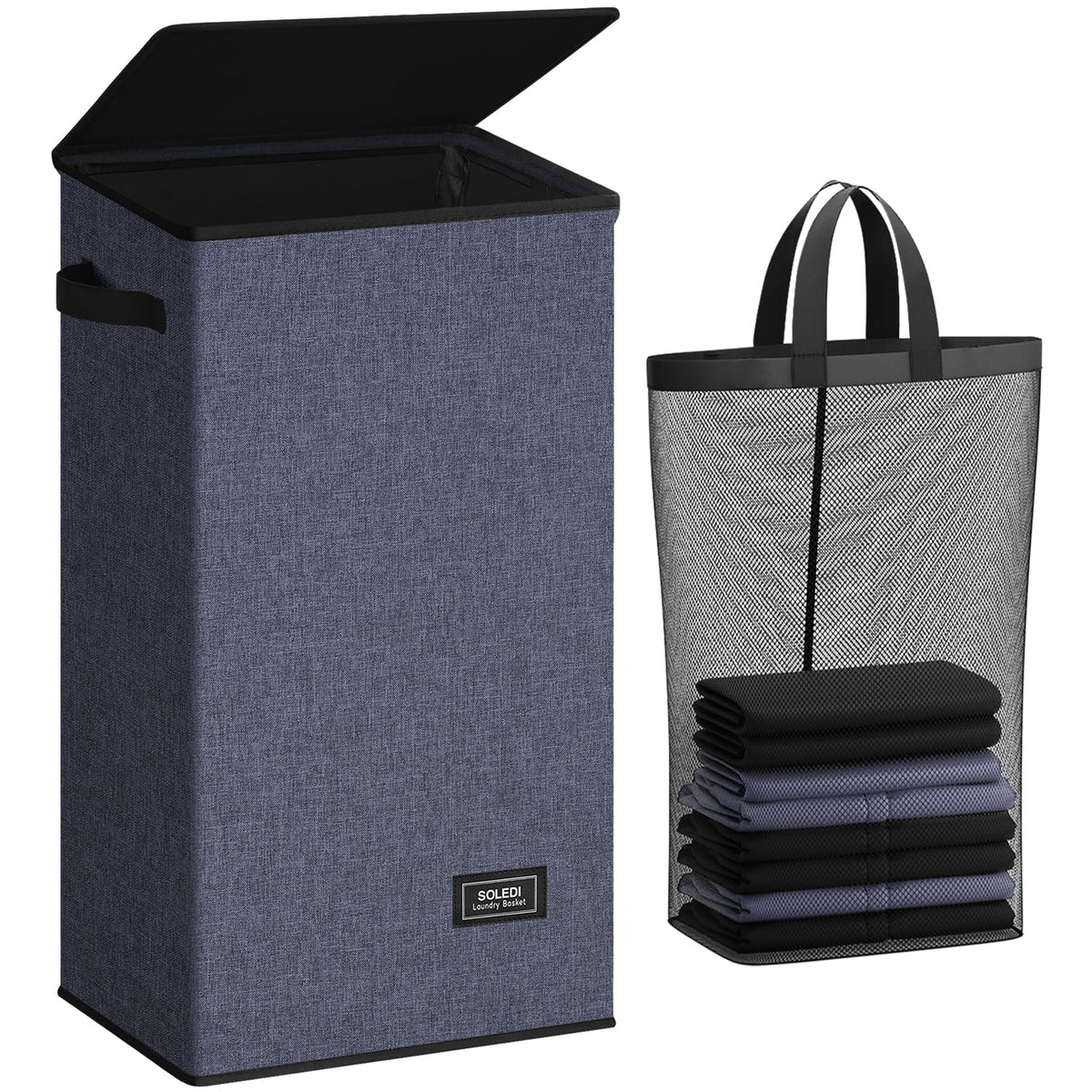 SOLEDI laundry hamper with lid keeps clutter hidden and the bedroom tidy