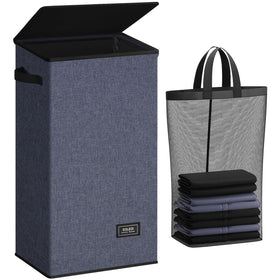 SOLEDI laundry hamper with lid keeps clutter hidden and the bedroom tidy