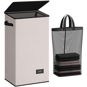 SOLEDI Laundry Hamper with Lid showing organized hidden laundry for bedrooms and bathrooms.