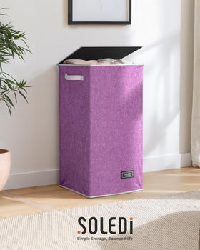 SOLEDI purple color adds a vibrant touch to the laundry area.