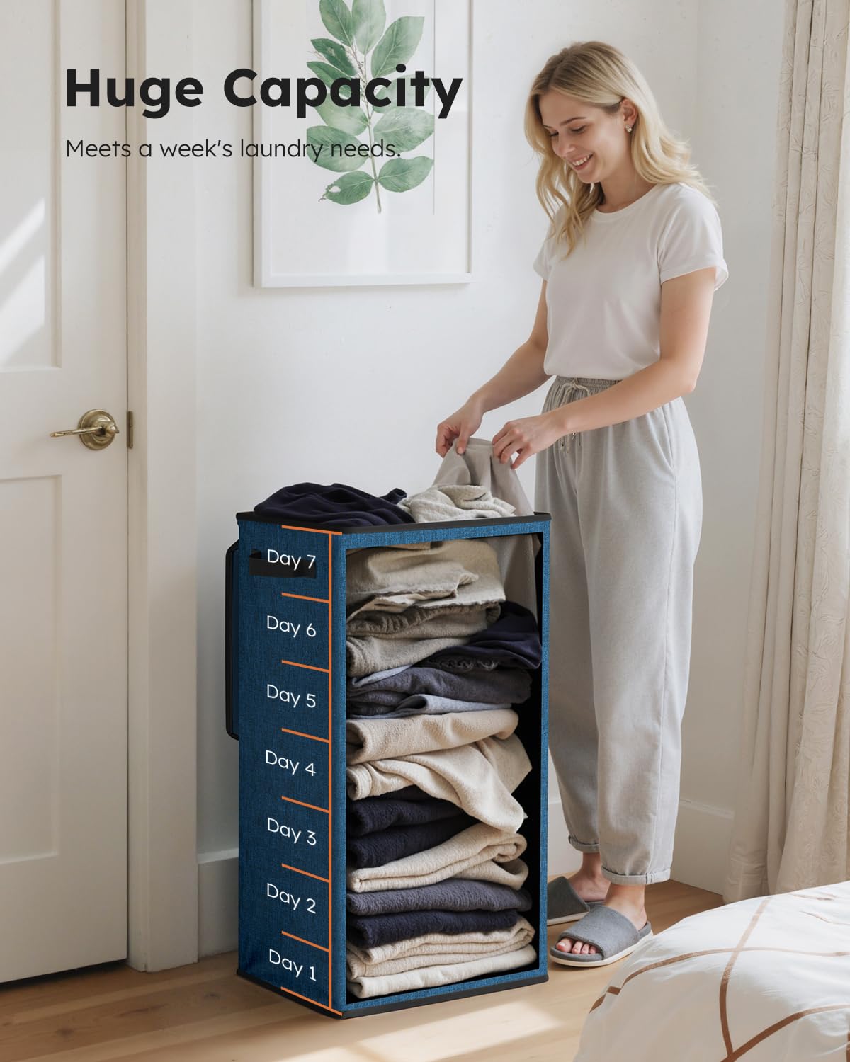 SOLEDI hamper's sturdy structure resists deformation when full.