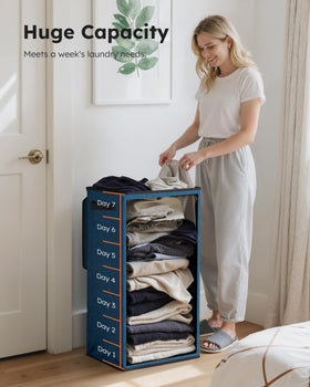 SOLEDI hamper's sturdy structure resists deformation when full.