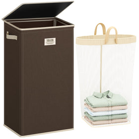 SOLEDI laundry hamper with lid full view for tidy bedroom storage.