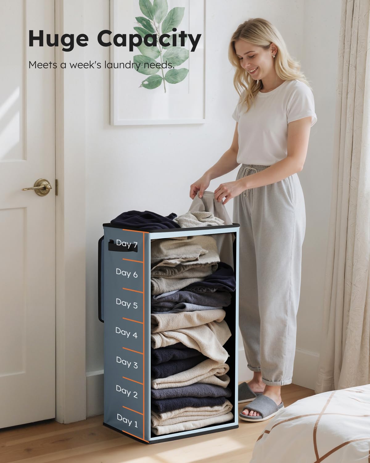 SOLEDI hamper with lid conceals dirty laundry for a neat room.