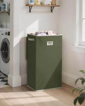 SOLEDI laundry hamper with lid keeps laundry out of sight
