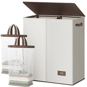 SOLEDI luxury double laundry hamper with lid for organized laundry storage