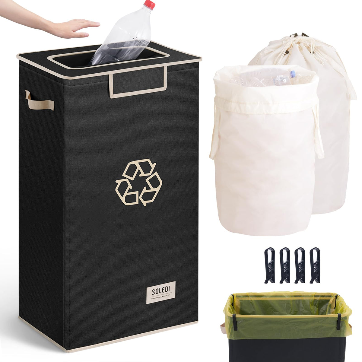 SOLEDI 26-gallon kitchen recycling bin with lid keeps odors contained