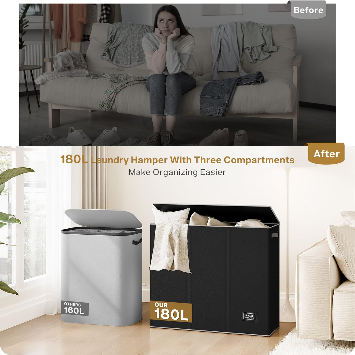 SOLEDI slim 12.2 inch wide profile fits in narrow spaces
