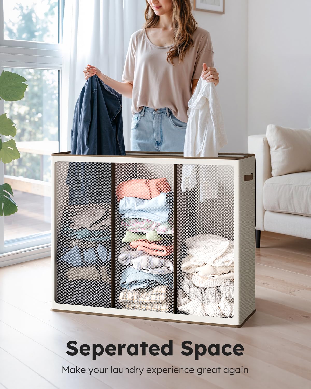 SOLEDI strong-frame laundry hamper highlights durable construction for daily use and stability.