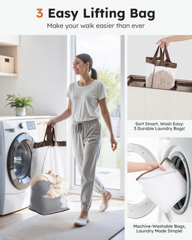 SOLEDI three-section sorter helps separate lights, darks, and colors efficiently.