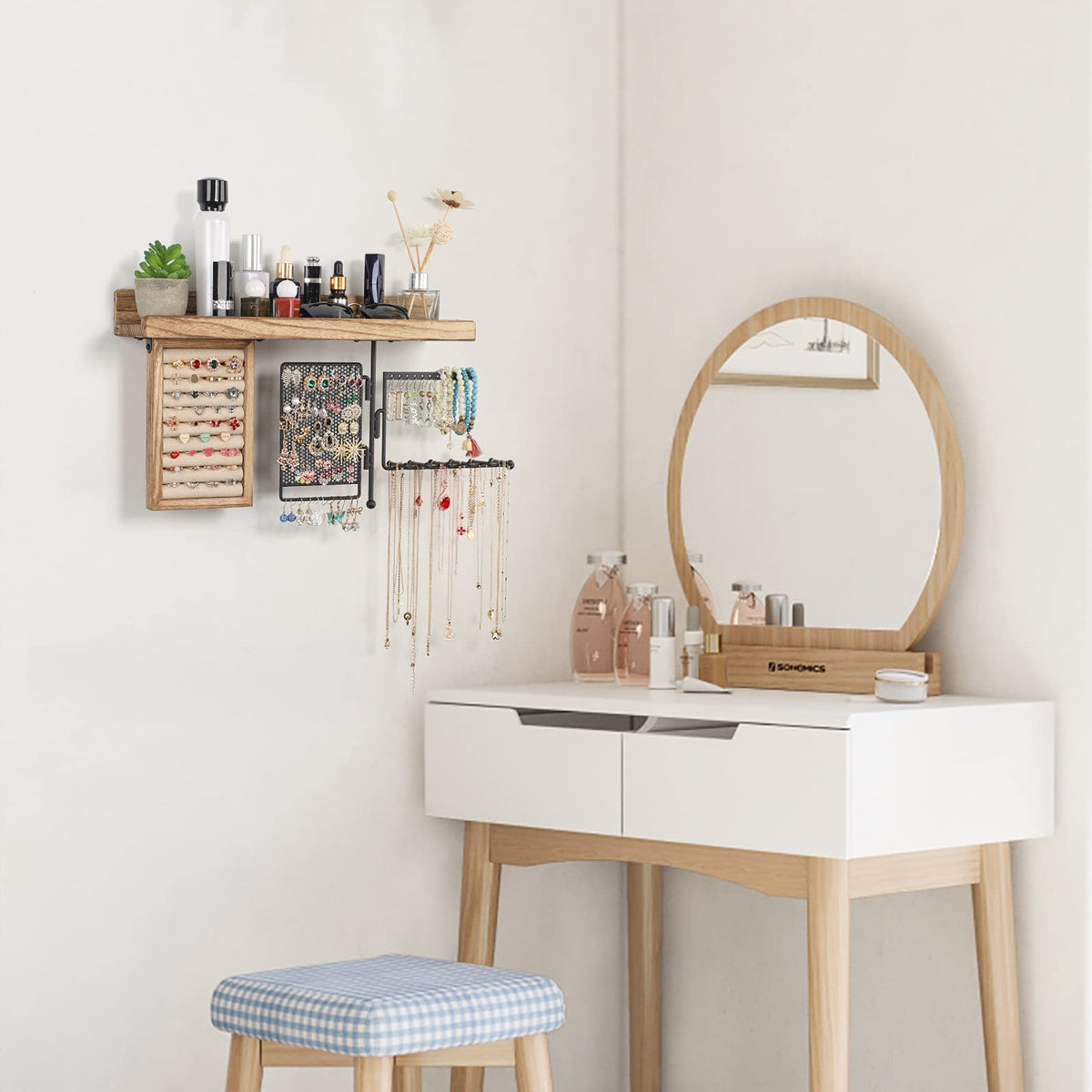 SOLIMINTR 4-in-1 jewelry storage keeps vanity tidy and organized