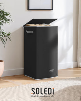 SOLEDI tall laundry basket fits narrow spaces while staying roomy.
