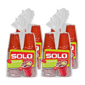 SOLO Red Squared 18oz cups with squared base for stable grip at parties.