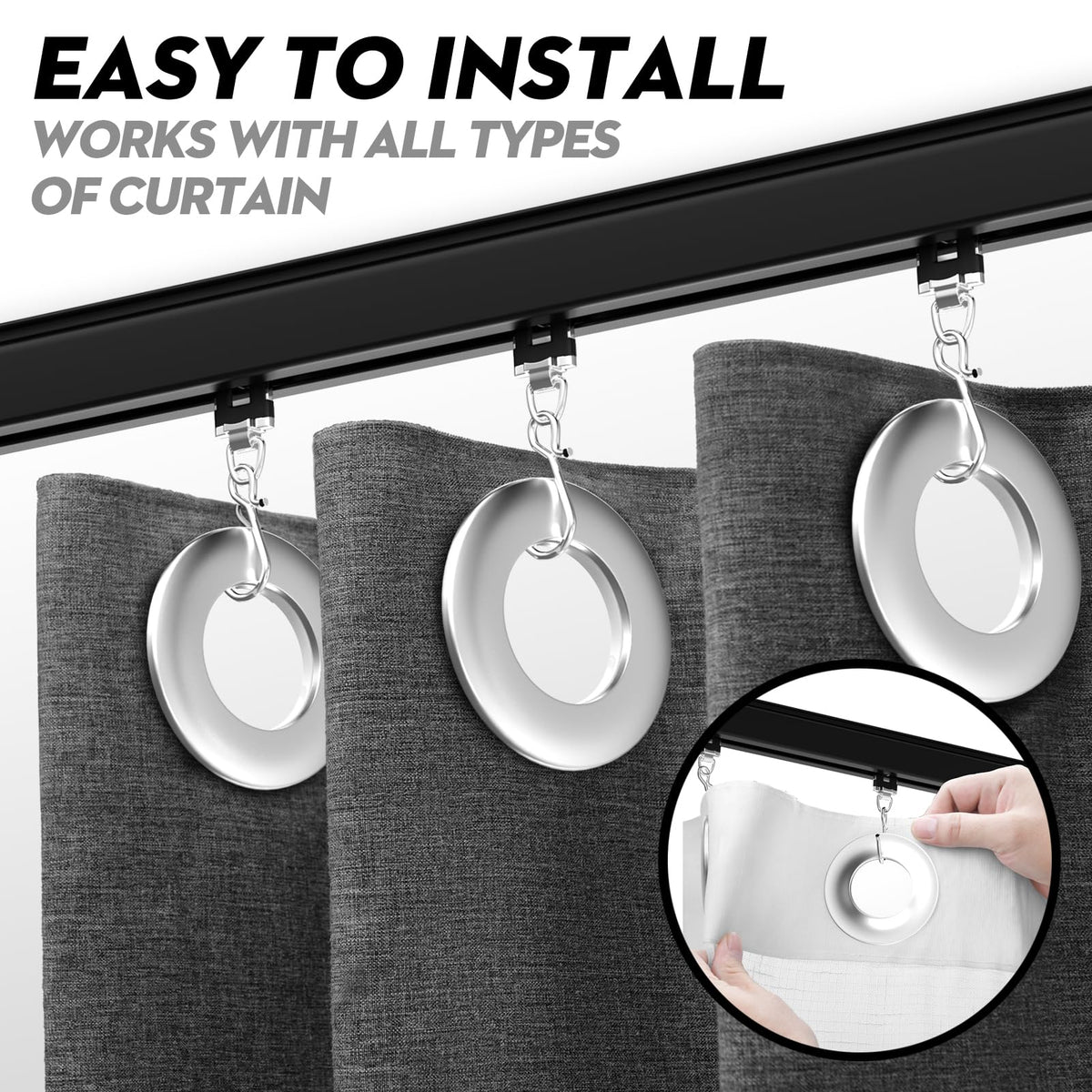 SOLOKOS curtains drape smoothly along the track for a clean look.