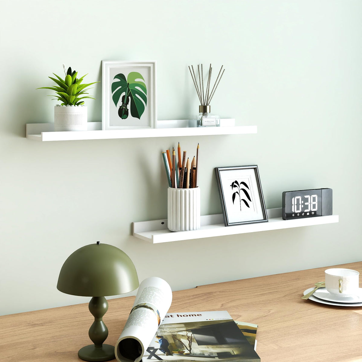 Solrot white floating shelf in bedroom for organized essentials