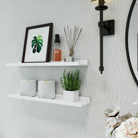 Solrot white floating shelf in kitchen for spices and jars