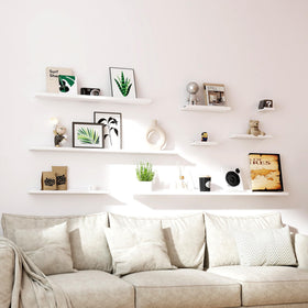 Solrot white floating shelf wall ledge with lip for secure display