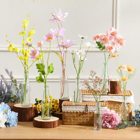 Solsew artificial wildflowers centerpiece in glass vases for elegant table decor