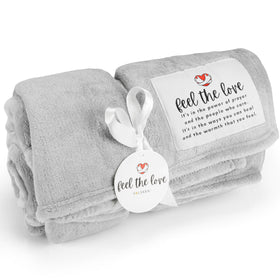 Solsken Home Get Well Blanket in gray with gift wrap offers a ready-to-gift comfort choice.