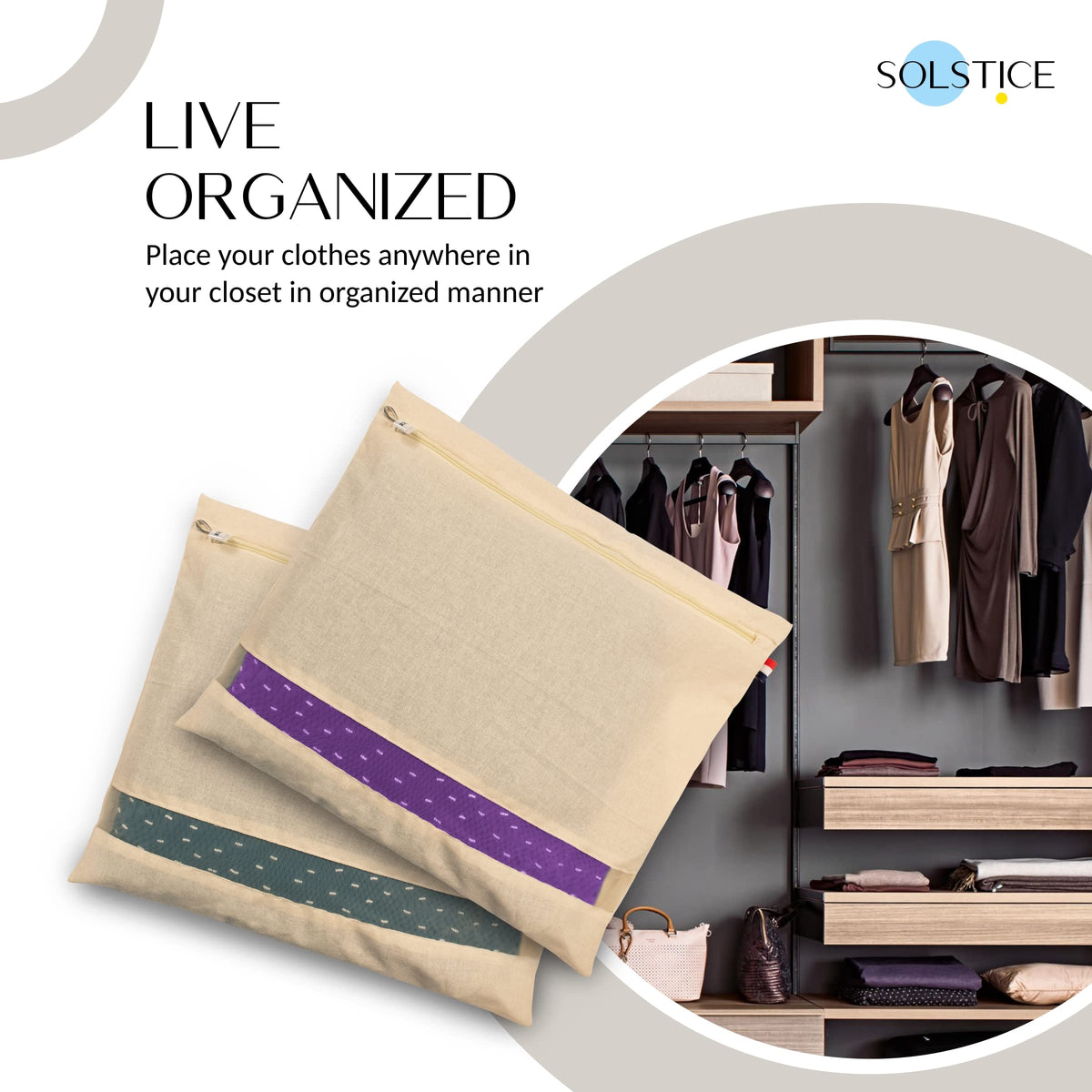 SOLSTICE saree bag metal zip closure for easy access