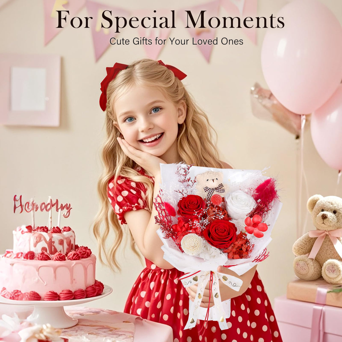 Baby's breath and violet accents enhance romance and softness