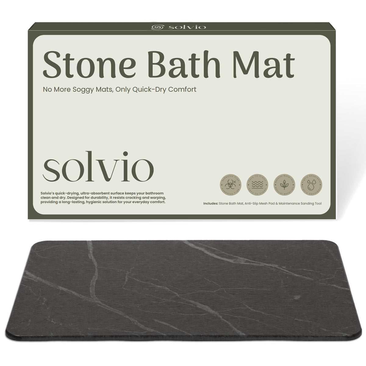 Solvio bath mat close-up texture showcases porous diatomite for quick drying.