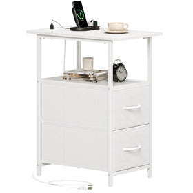 Somdot end table charging-station top with outlets for convenient device charging.