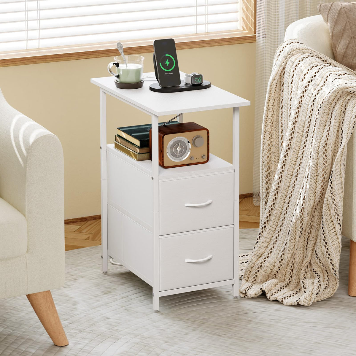 Somdot end table FSC-certified wood top and shelf quality.