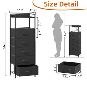 Somdot tall dresser fabric drawer closeup highlighting lightweight storage.