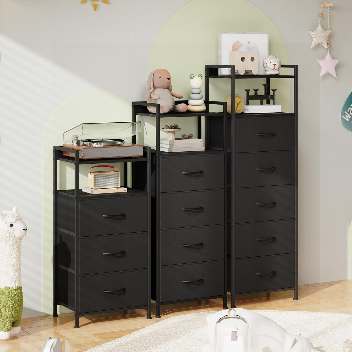 Somdot tall dresser foldable fabric drawers enable quick organization.