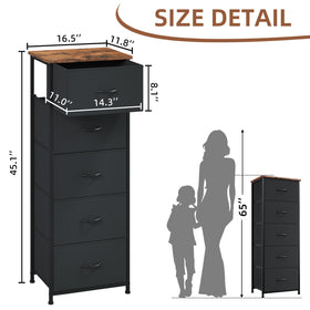 Somdot tall dresser with removable fabric bins for closet organization