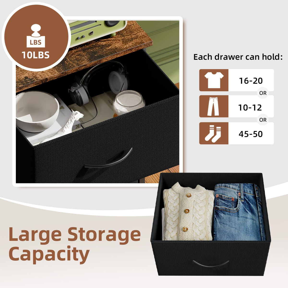 Somdot tall dresser placed in a bedroom for bedside storage and easy access