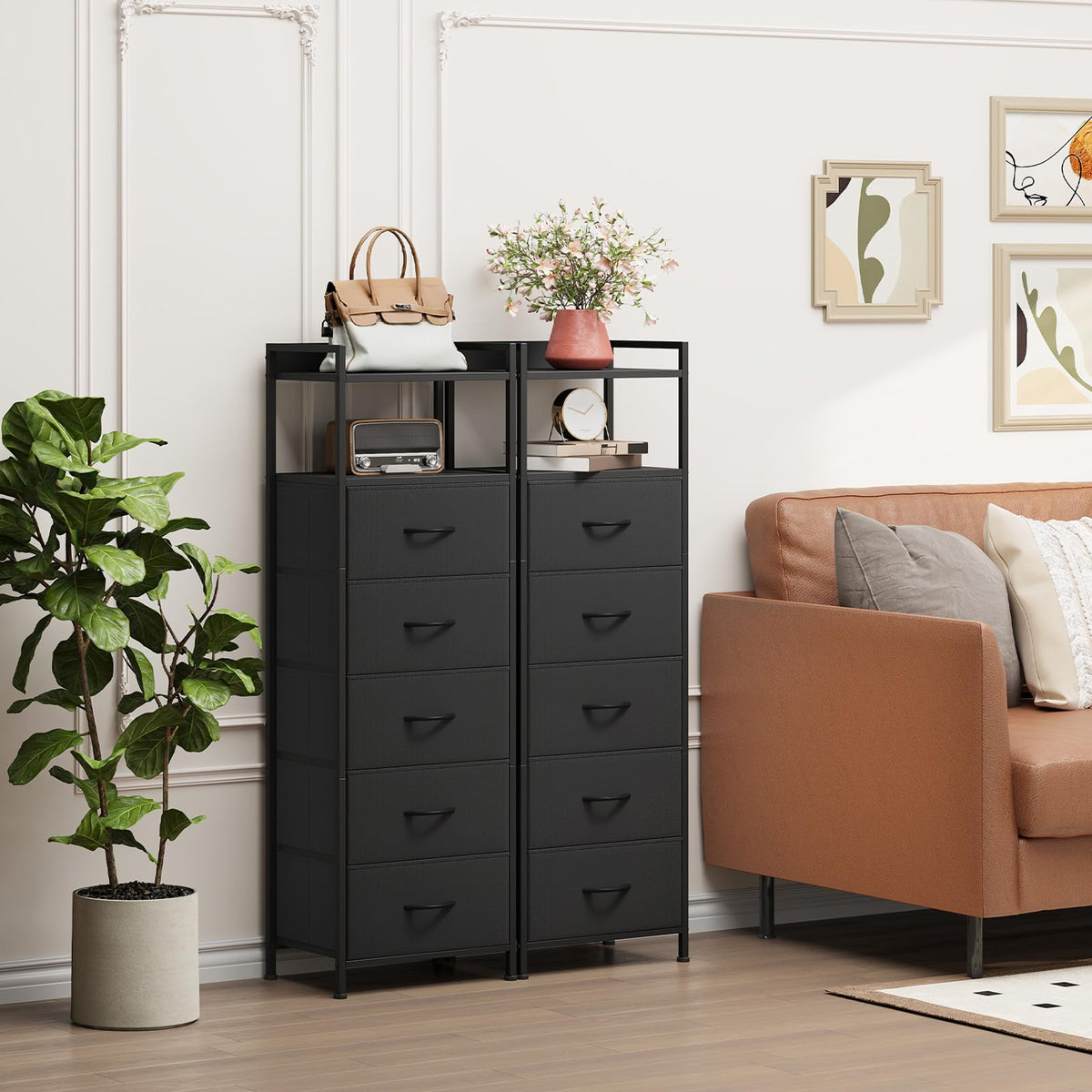 Somdot tall dresser steel frame demonstrates durable construction for daily use.