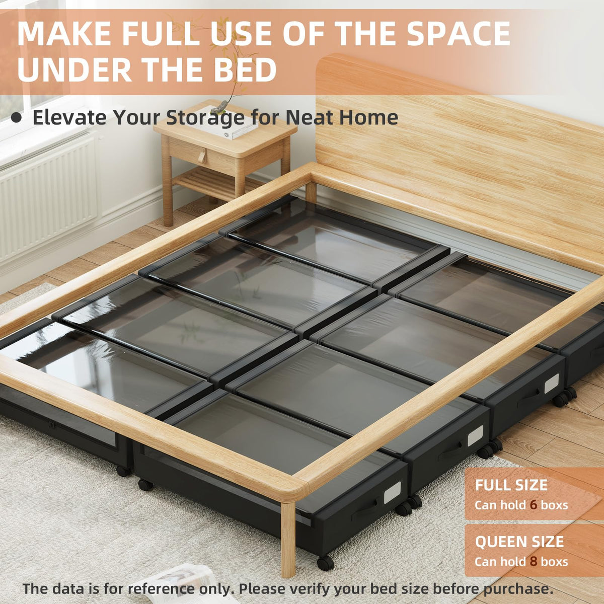 Somdot under-bed storage dividers-lids-clear keeps items organized.